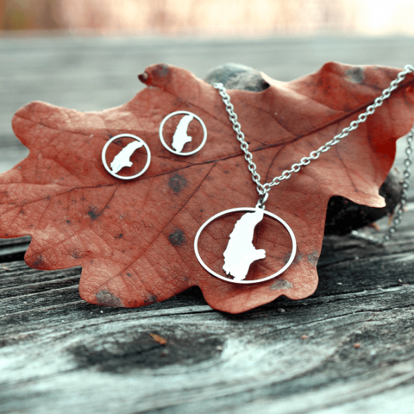 kette ohring silber blatt